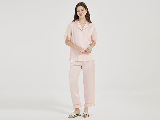 Polka Dot Jacquard Short Sleeve Pajamas