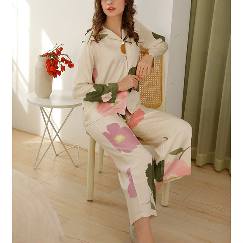 Flowers Print Pajama Set