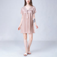 Lace-up V-Neck Silk Nightdress