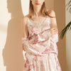 Pink Floral Printed Robe Set with Lace Detail