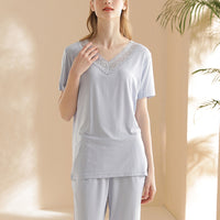 Lace Trimmed Modal Pajama Set