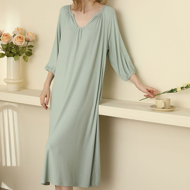 Extra Long Thin Solid Color One Piece Nightgown