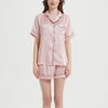 Comfortable Silk Pajama Set With Short Sleeves And Shorts