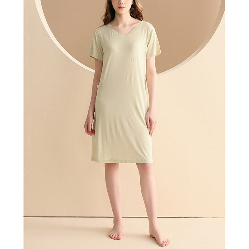 V-neck Short Sleeved  Split Sleepdress