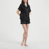 Comfortable Silk Pajama Set With Short Sleeves And Shorts