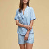 Stripe Print Pajama Set With Shorts