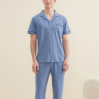 Men's Notched Collar Couple Pajama Set