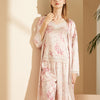 Pink Floral Printed Robe Set with Lace Detail