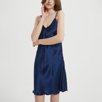 Women's Thin Mulberry Silk Solid Color Short Nightdress