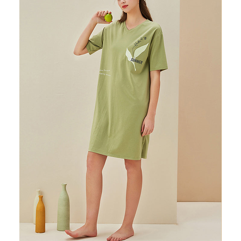 V-neck Short Sleeves Sleepdress