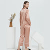 19 Momme Mulberry Silk Simple Long Sleeve Trousers Pajamas Set