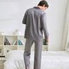 100% Mulberry Silk V-Neck Men's Long Sleeve Trousers Pajamas Set