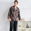 100% Mulberry Silk Printed Men's Long Sleeve Trousers Pajamas Set