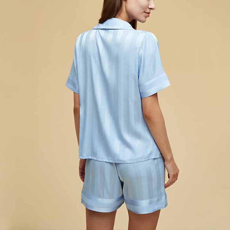 Stripe Print Pajama Set With Shorts