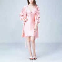 Embroidery Lace Nightdress and Robe Set