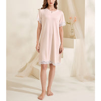 Round Neck Lace Trimmed Sleepdress