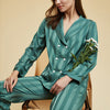 Shawl Collar Stripe Print Pajama Set