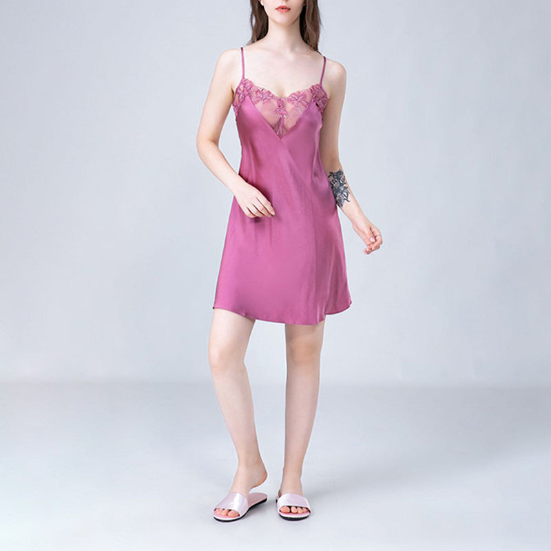 Floral Lace Silk Cami Sleep Dress