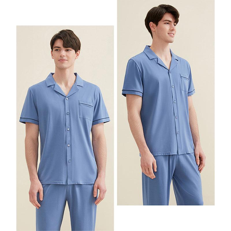 Men's Notched Collar Couple Pajama Set