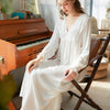 Courtly Lace V-Neck Long-Sleeved Nightdress