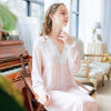 Courtly Lace V-Neck Long-Sleeved Nightdress