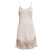 Nude Silk Sleepdress with Eyelash Lace Detail