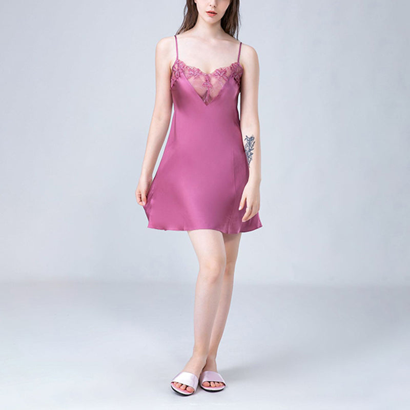 Floral Lace Silk Cami Sleep Dress