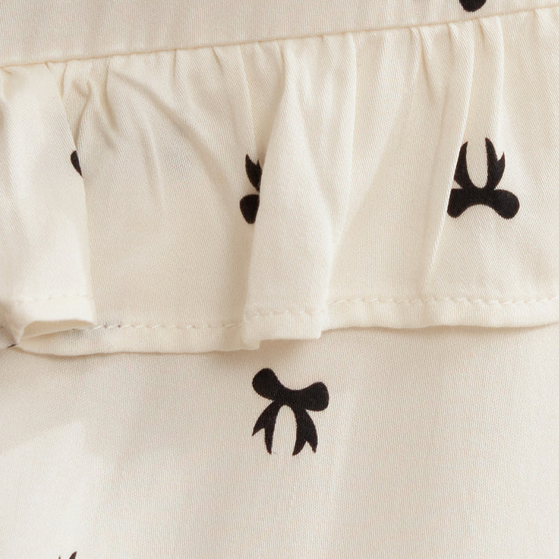 White Bowknot Print 3-piece Pajama Set