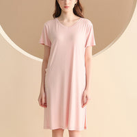 V-neck Short Sleeved  Split Sleepdress