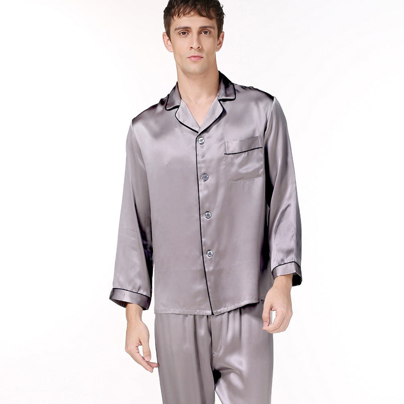 16 Momme 100% Mulberry Silk Men's Long Sleeve Pajamas Set