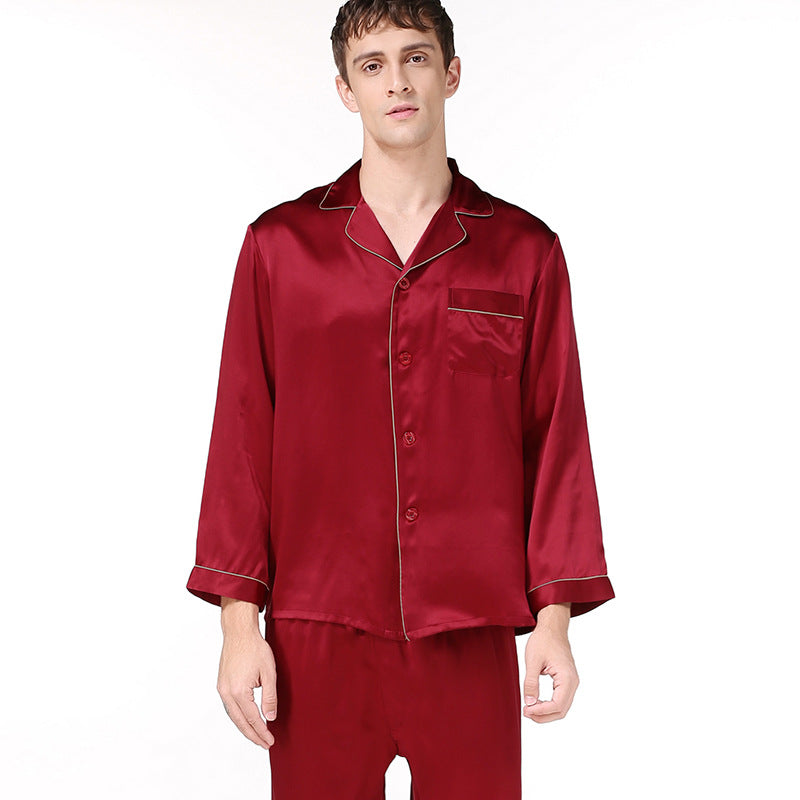 16 Momme 100% Mulberry Silk Men's Long Sleeve Pajamas Set