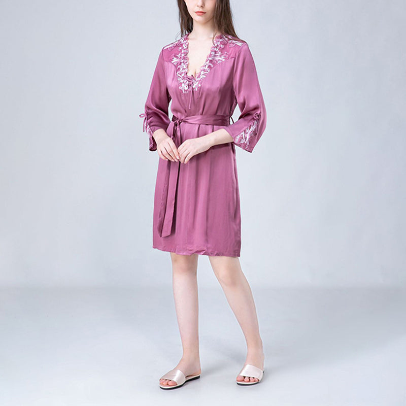 Embroidery Lace Nightdress and Robe Set