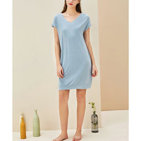 V Neck Short Sleeves Nightdress with Pockets