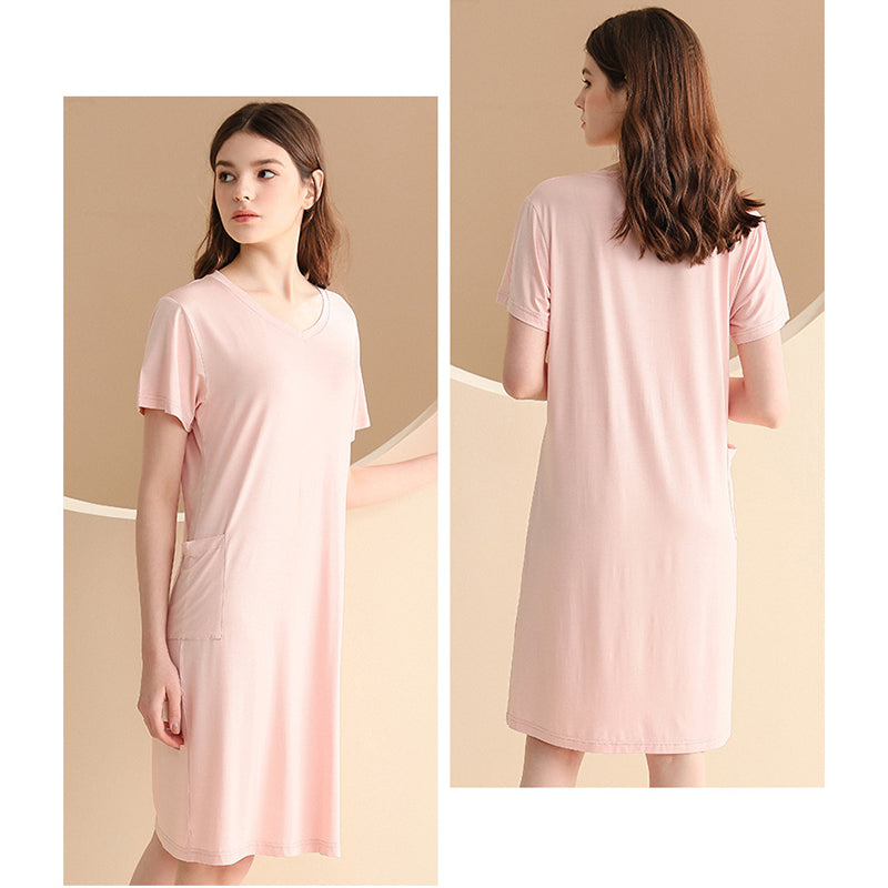 V-neck Short Sleeved  Split Sleepdress