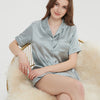 Comfortable Silk Pajama Set With Short Sleeves And Shorts