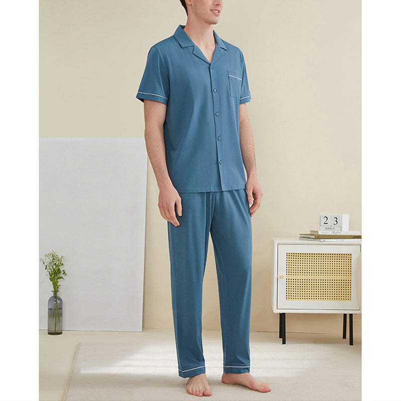 Men's Notched Collar Couple Pajama Set