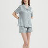 Comfortable Silk Pajama Set With Short Sleeves And Shorts