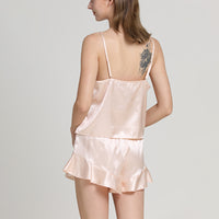 V Neck Short Satin Camisole Sets