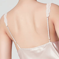 16 Momme Mulberry Silk Sexy Lace Bownot Suspender Nightdress