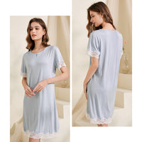 Round Neck Lace Trimmed Sleepdress