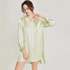 100% Mulberry Silk Solid color Long Sleeve Shirt Dress