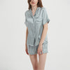 Comfortable Silk Pajama Set With Short Sleeves And Shorts