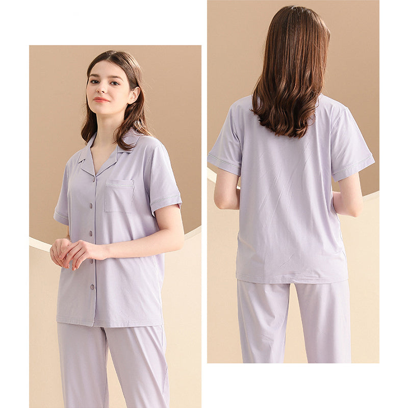 Women's Notched Collar Couple Pajama Set