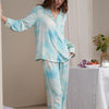 Blue Tie-dye Print Pajama Set