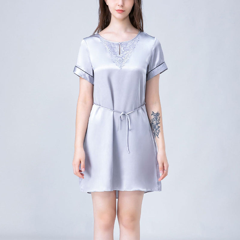 Lace Chest Panel Silk Nightdress