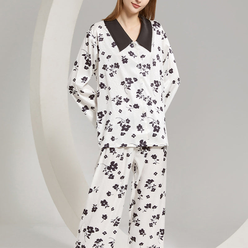 Floral Print Satin Pajama Set