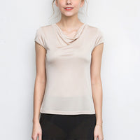 Nude Pile Collar Short Sleeves Silk T-shirt