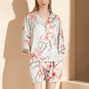 Flowers Printed 3/4 Sleeves Pajama Set