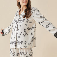 Cute Print Lace Trimmed Pajama Set