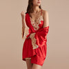 Floral Lace Trimmed Robe Set